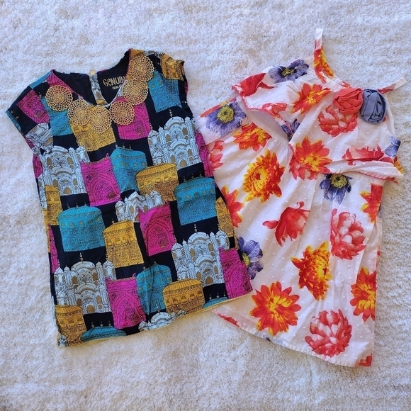 2 Baby Girl Dresses - Floral & India Palace Print - Picture 15 of 15